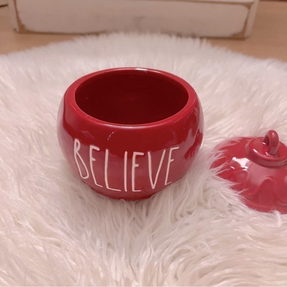 Rae Dunn Red Believe Ornament Jar